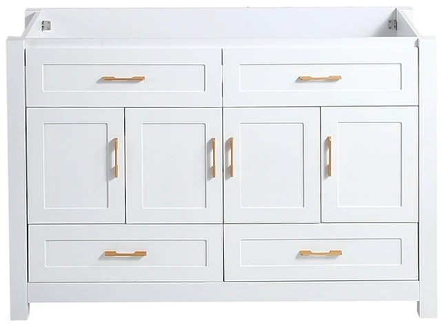 Main image of 48 Inch Vanity, Abundant Storage Cabinet Soft Close Doors and 4 Drawers Excluding the Ceramic Basin, White, MDF