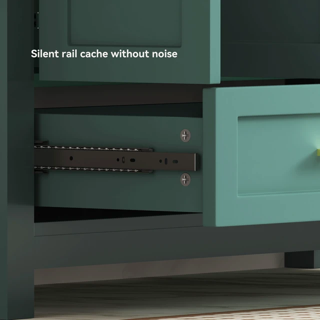 Alt view image 4 of 7 - 48 Inch Vanity, Abundant Storage Cabinet Soft Close Doors and 4 Drawers Excluding the Ceramic Basin, Green, MDF