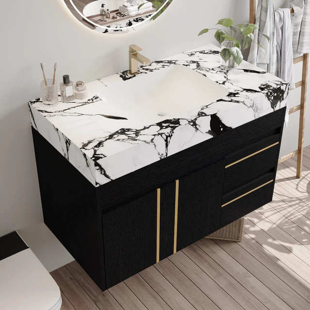 Main image of Yb, Black White, Sintered Stone, Vanities