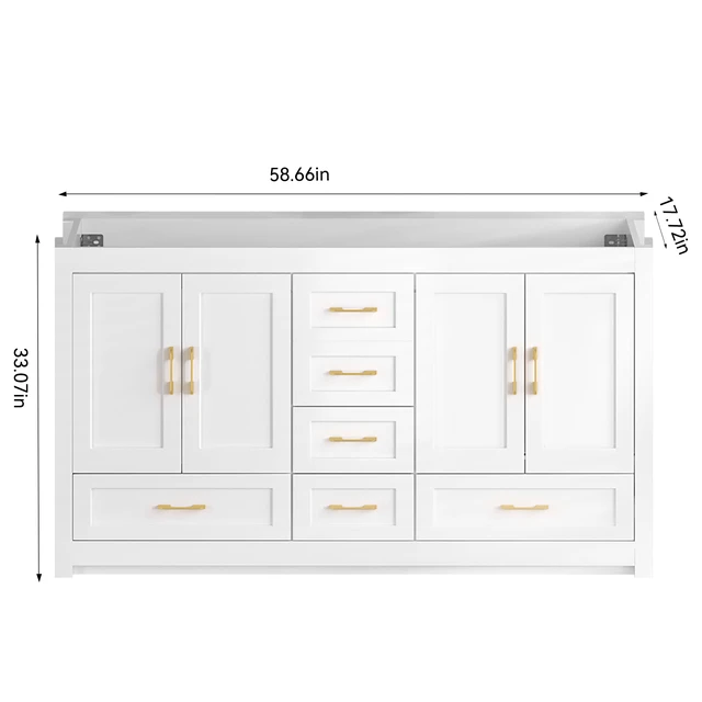 Alt view image 7 of 7 - Inchwhite Vanity Abundant Storage Cabinet Soft Close Doors and 10 Drawers Excluding the Ceramic Basin, White, MDF