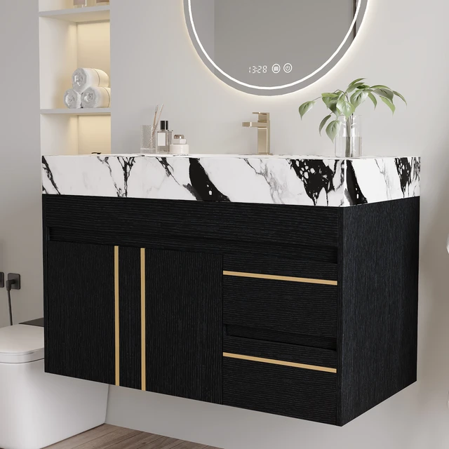 Alt view image 7 of 7 - Yb, Black White, Sintered Stone, Vanities
