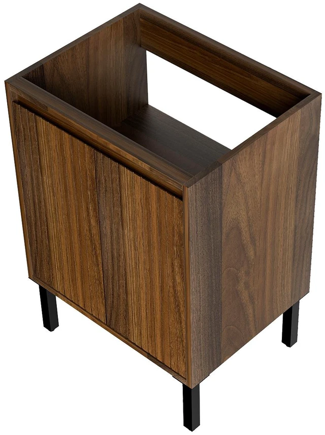 Main image of 24 Inch Vanity Cabinet Without Sink Freestanding Fluted Vanity with Doors, Matte Brown, MDF, Vanities