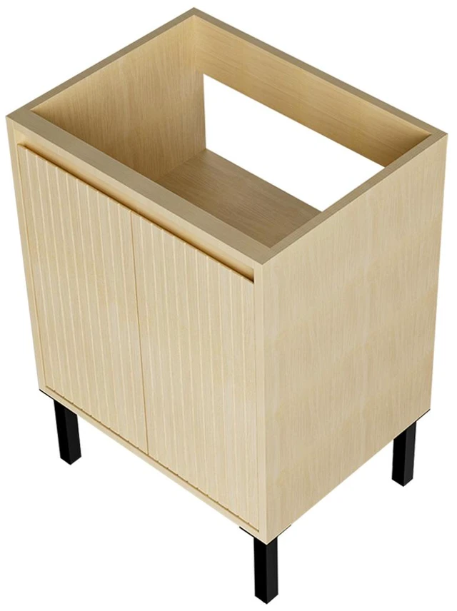 Main image of 24 Inch Vanity Cabinet Without Sink Freestanding Fluted Vanity with Doors, Oak, MDF, Vanities