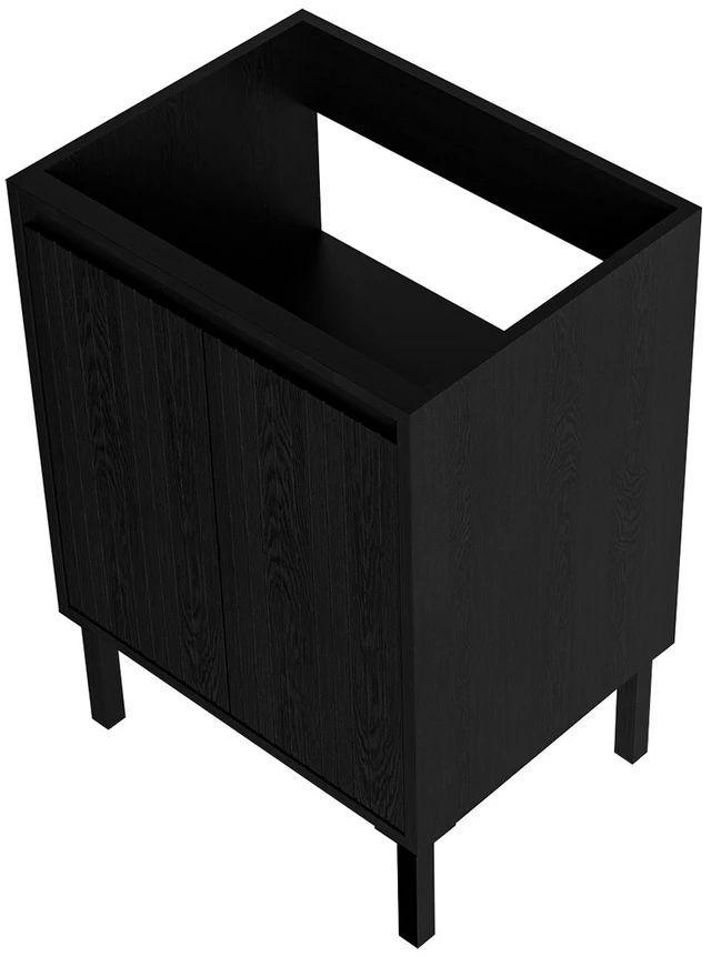 Main image of 24 Inch Vanity Cabinet Without Sink Freestanding Fluted Vanity with Doors, Matt Black, MDF, Vanities