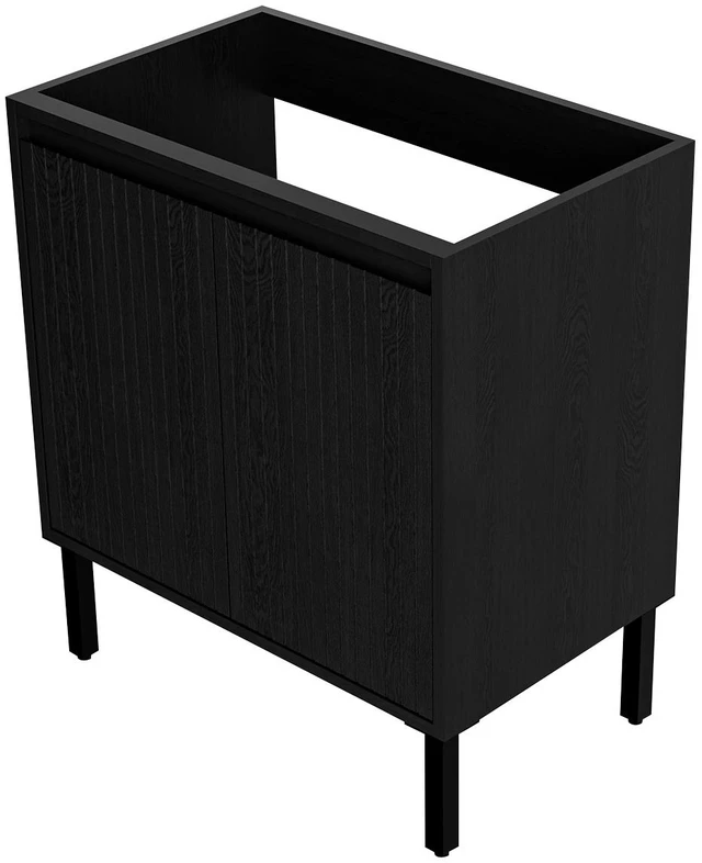 Main image of 36 Inch Vanity Cabinet Without Sink Freestanding Fluted Vanity with Doors, Matt Black, MDF, Vanities
