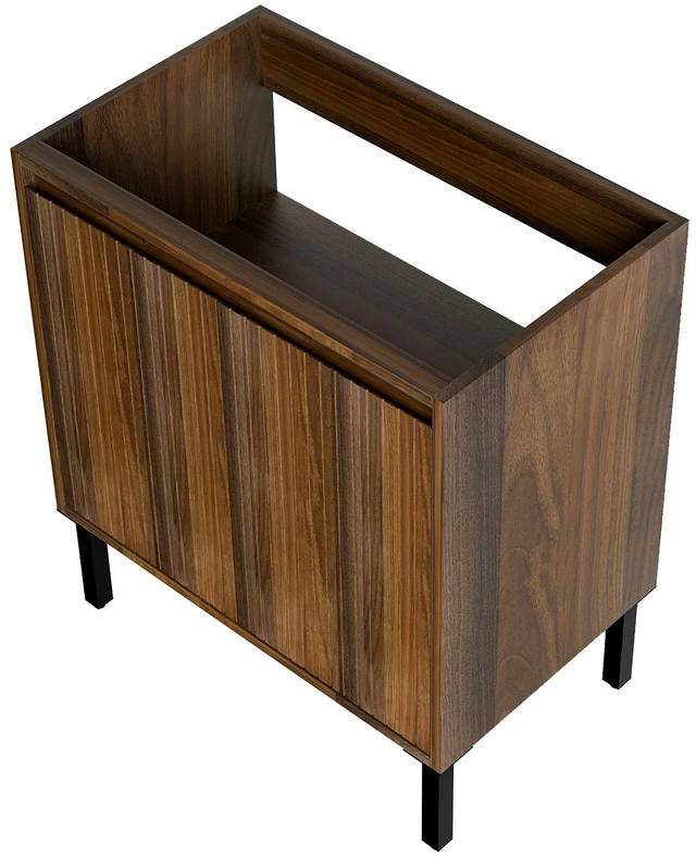 Main image of 30 Inch Vanity Cabinet Without Sink Freestanding Fluted Vanity with Doors, Matte Brown, MDF, Vanities