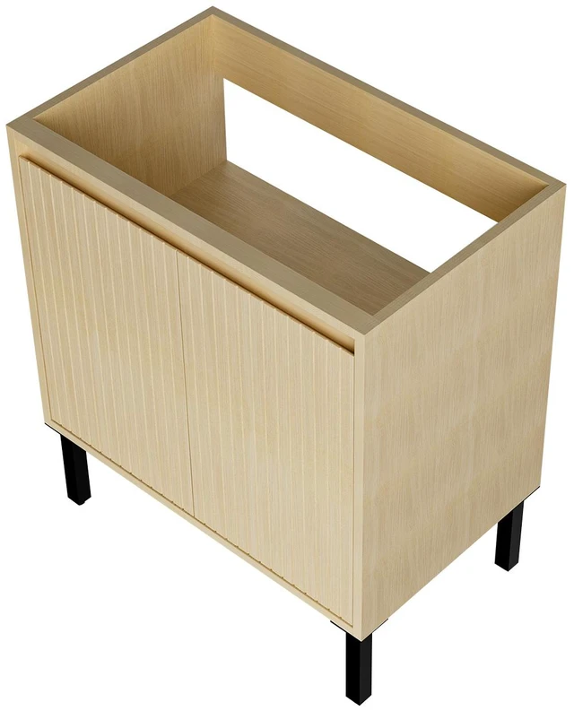 Main image of 30 Inch Vanity Cabinet Without Sink Freestanding Fluted Vanity with Doors, Light Oak, MDF, Vanities