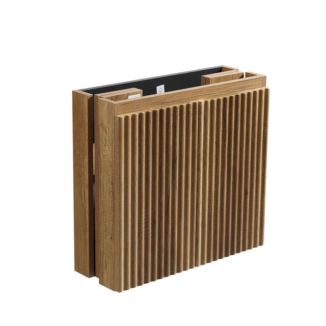 Alt view image 2 of 5 - 24 Inch Vanity Cabinet Without Sink Oak Wall Mounted Floating Folding Vanity with Doors, Golden Oak, MDF