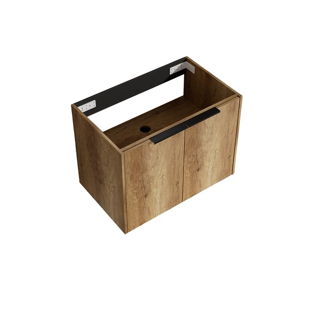 Alt view image 3 of 5 - 30 Inch Vanity Cabinet Without Sink Oak Wall Mounted Floating Vanity with Doors, Golden Oak, MDF, Vanities