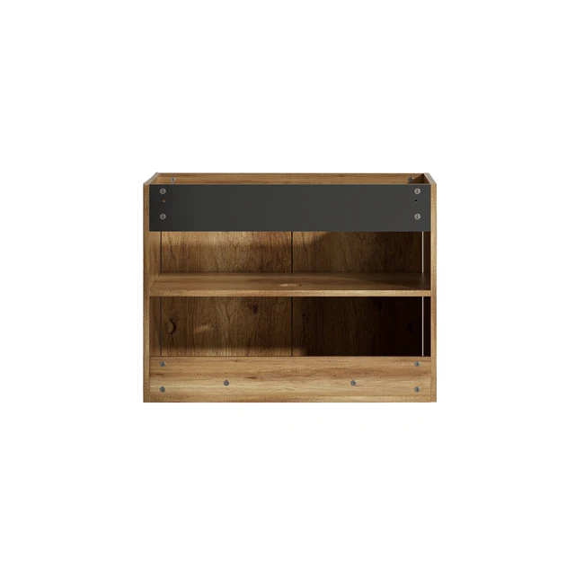 Alt view image 2 of 5 - 30 Inch Vanity Cabinet Without Sink Oak Wall Mounted Floating Vanity with Doors, Golden Oak, MDF, Vanities