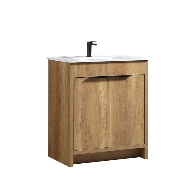 Alt view image 2 of 5 - 30 Inch Vanity Cabinet Without Sink Freestanding Vanity with Doors, Golden Oak, MDF, Vanities