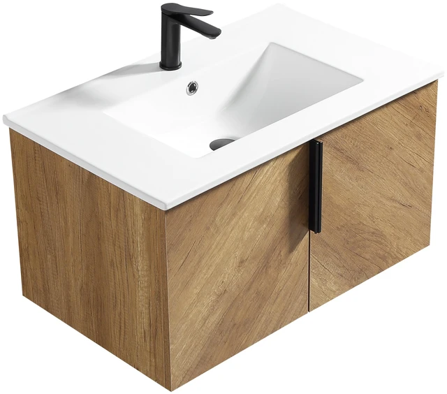 Main image of 30 Inch Vanity Cabinet Without Sink Oak Wall Mounted Floating Vanity with Doors, Golden Oak, MDF, Vanities