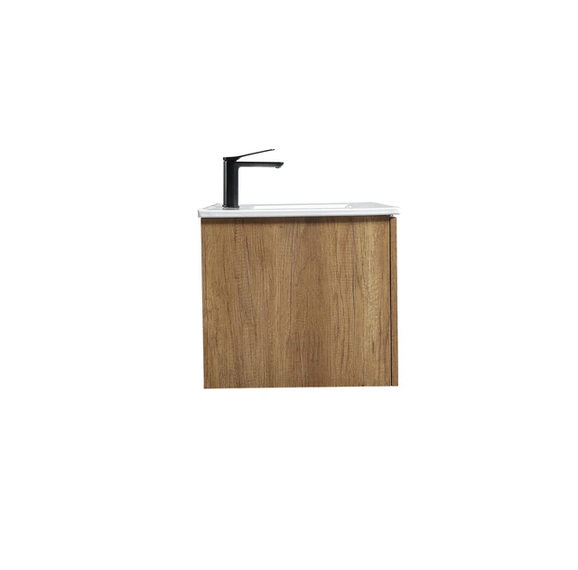 Alt view image 5 of 6 - 36 Inch Vanity Cabinet Without Sink Oak Wall Mounted Floating Vanity with Doors, Golden Oak, MDF, Vanities