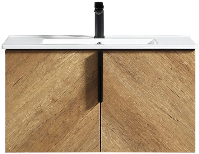 Main image of 36 Inch Vanity Cabinet Without Sink Oak Wall Mounted Floating Vanity with Doors, Golden Oak, MDF, Vanities