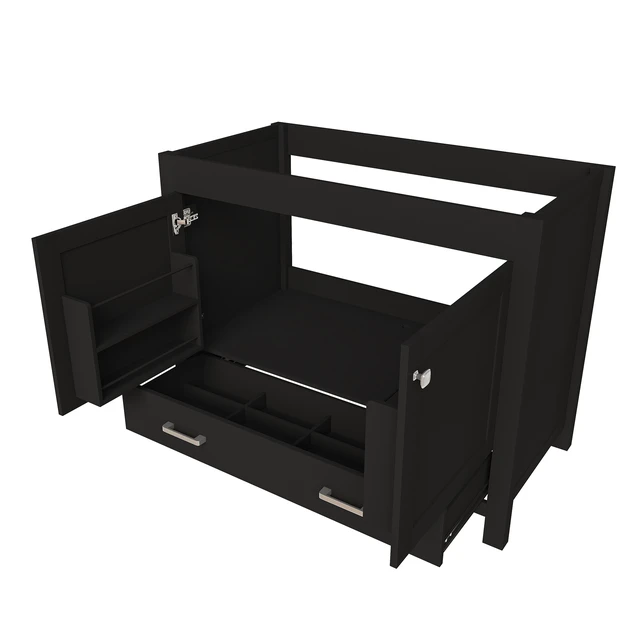 Alt view image 3 of 7 - 42 Inch Vanity with Soft Close Functional Cabinet, Single Drawer MDF with Water Based Finish Sink Not Included, Black
