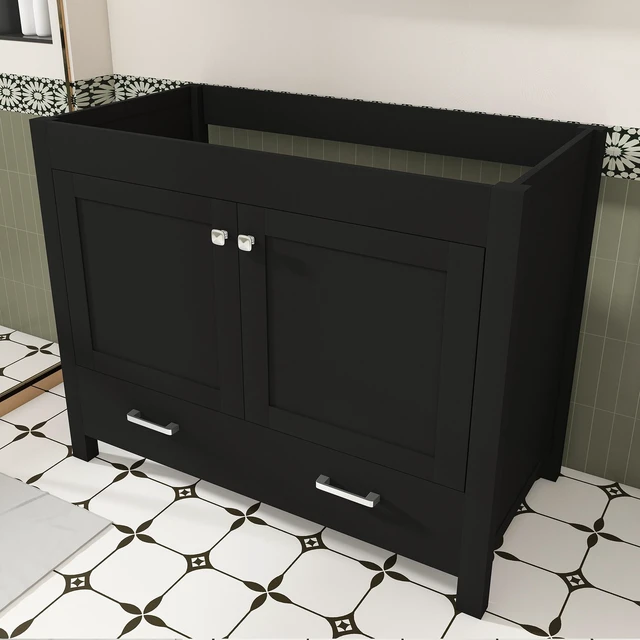 Main image of 42 Inch Vanity with Soft Close Functional Cabinet, Single Drawer MDF with Water Based Finish Sink Not Included, Black