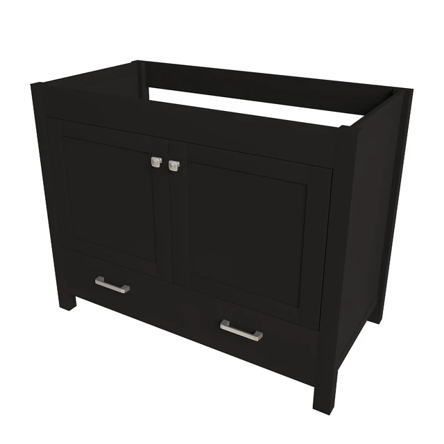 Alt view image 4 of 7 - 42 Inch Vanity with Soft Close Functional Cabinet, Single Drawer MDF with Water Based Finish Sink Not Included, Black