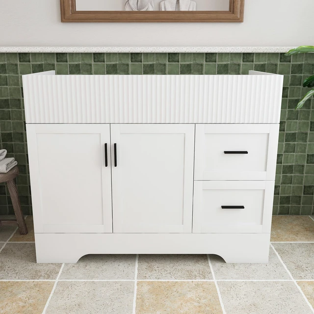 Main image of 42 Inch Vanity with 2 Drawers, Vertical Grain MDF Cabinet with Soft Close Doors and Water Based Finish Sink Not