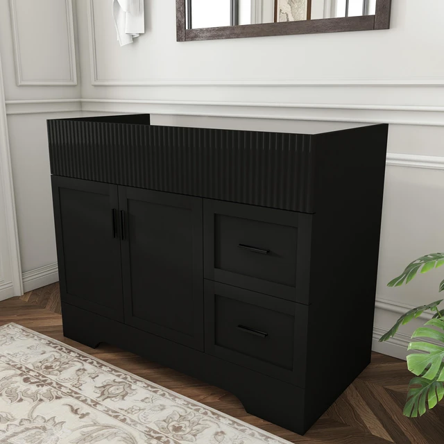 Main image of 42 Inch Vanity with 2 Drawers, Vertical Grain MDF Cabinet with Soft Close Doors and Water Based Finish Sink Not