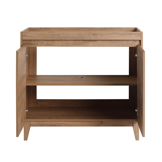 Alt view image 3 of 7 - 36 Inch Freestanding Vanity Only the Vanity, Imitative Oak, MDF, Vanities