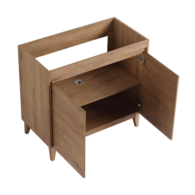 Alt view image 5 of 7 - 36 Inch Freestanding Vanity Only the Vanity, Imitative Oak, MDF, Vanities