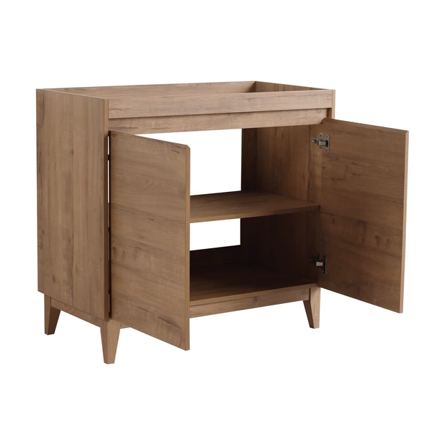 Alt view image 4 of 7 - 36 Inch Freestanding Vanity Only the Vanity, Imitative Oak, MDF, Vanities