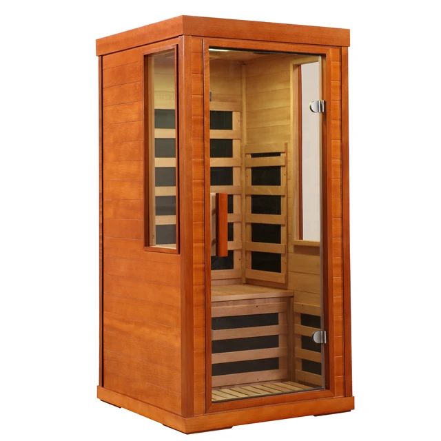 Alt view image 4 of 6 - 1 Person Far Infrared Sauna, Red, Solid Wood