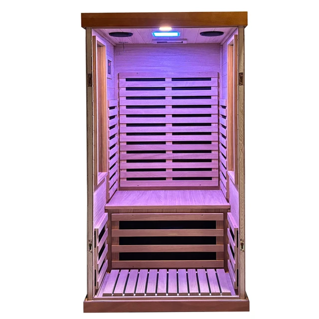 Alt view image 5 of 6 - 1 Person Far Infrared Sauna, Red, Solid Wood