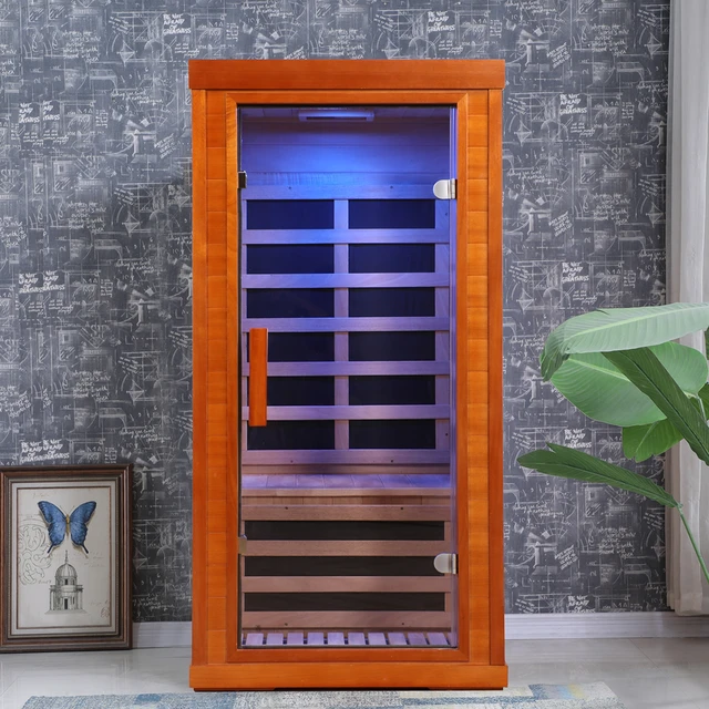 Alt view image 3 of 6 - 1 Person Far Infrared Sauna, Red, Solid Wood