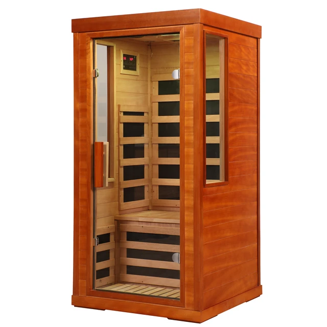 Alt view image 6 of 6 - 1 Person Far Infrared Sauna, Red, Solid Wood