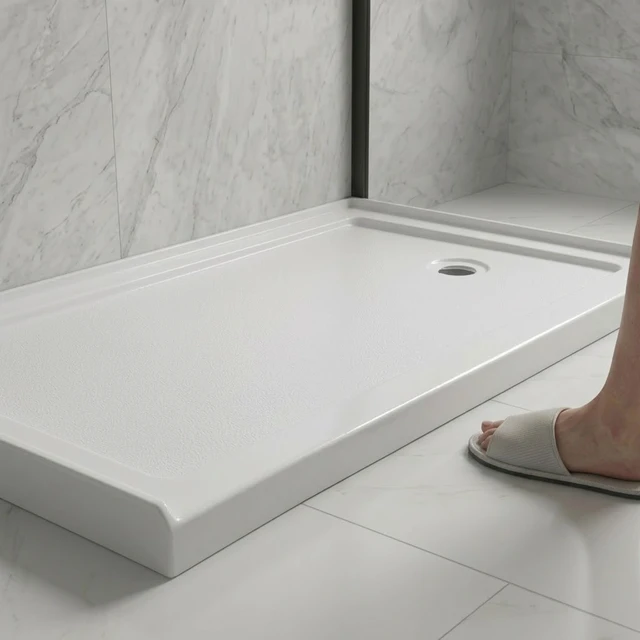 Alt view image 2 of 5 - Inchx 36 Inch Rectangular Shower Base Pan, Acrylic Single Threshold Shower Tray with Right Drain Non-Slip Surface