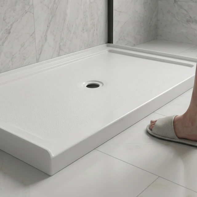 Alt view image 3 of 5 - Inchx 36 Inch Rectangular Shower Base Pan, Acrylic Single Threshold Shower Tray with Center Drain Non-Slip Surface