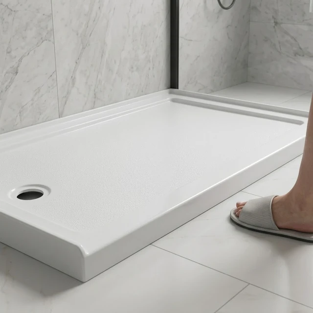 Alt view image 4 of 5 - Inchx 36 Inch Rectangular Shower Base Pan, Acrylic Single Threshold Shower Tray with Left Drain Non-Slip Surface