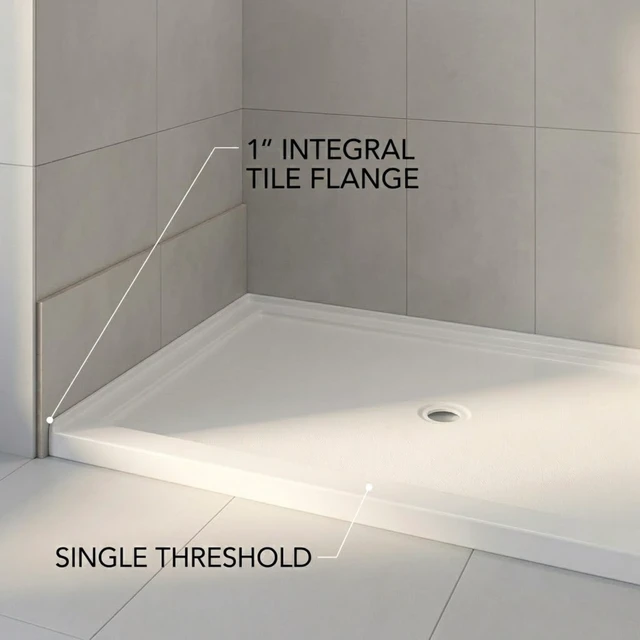 Alt view image 6 of 6 - Inchx 32 Inch Rectangular Shower Base Pan, Acrylic Single Threshold Shower Tray with Center Drain Non-Slip Surface