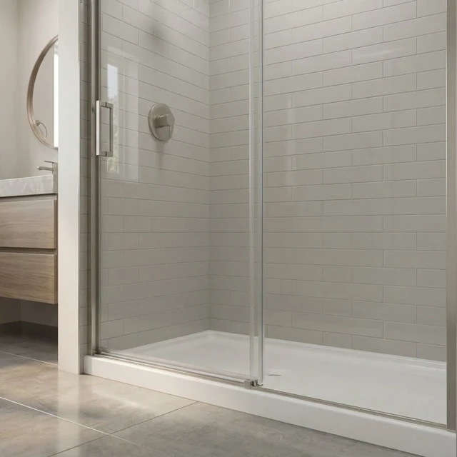 Alt view image 4 of 6 - Inchx 32 Inch Rectangular Shower Base Pan, Acrylic Single Threshold Shower Tray with Center Drain Non-Slip Surface