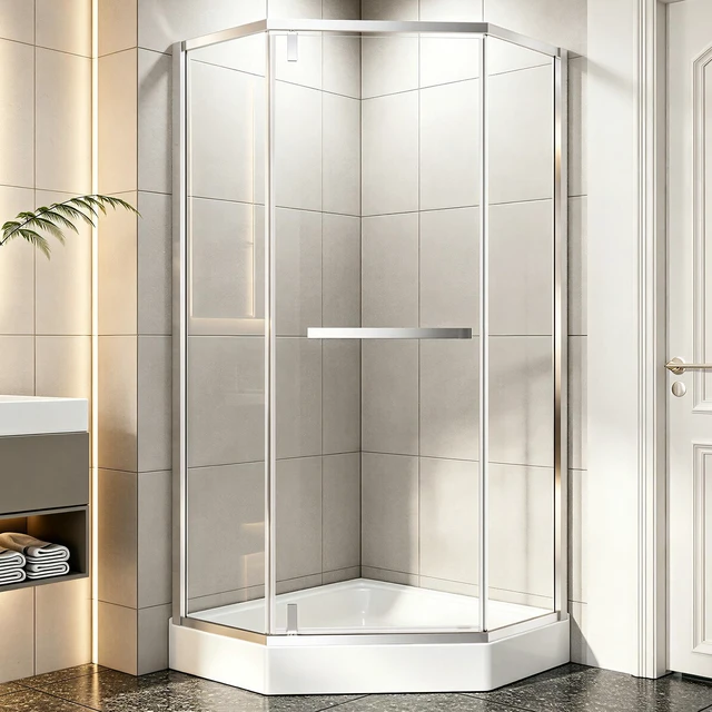 Main image of 36 Inch 36 Inch 72 Neo Angle Shower Door, Corner Shower Door 4 Tempered Glass with Explosion Proof Film Stainless