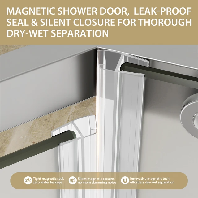 Alt view image 6 of 7 - 36 Inch 36 Inch 72 Neo Angle Shower Door, Corner Shower Door 4 Tempered Glass with Frosted Nano Coated Stainless