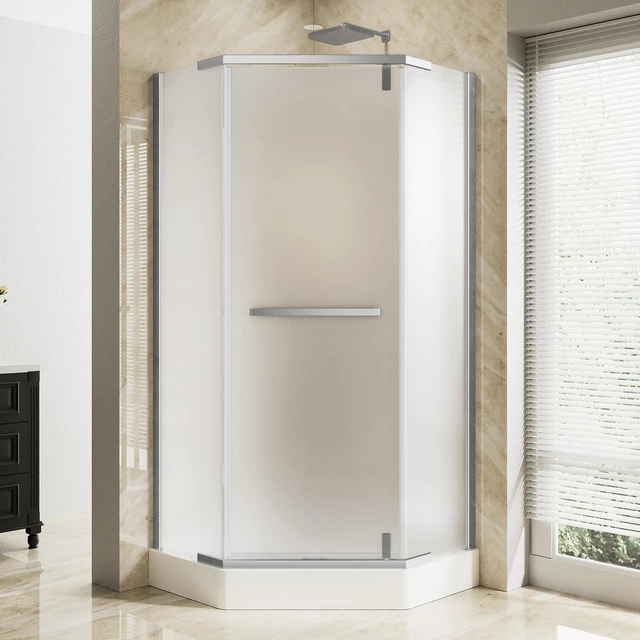 Main image of 36 Inch 36 Inch 72 Neo Angle Shower Door, Corner Shower Door 4 Tempered Glass with Frosted Nano Coated Stainless