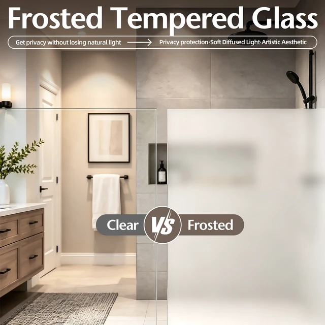 Alt view image 5 of 7 - 56 to 60 Inch 58 Inch Framed Double Sliding Shower Door, 4 6 mm Frosted Tempered Glass with Nano Self Cleaning