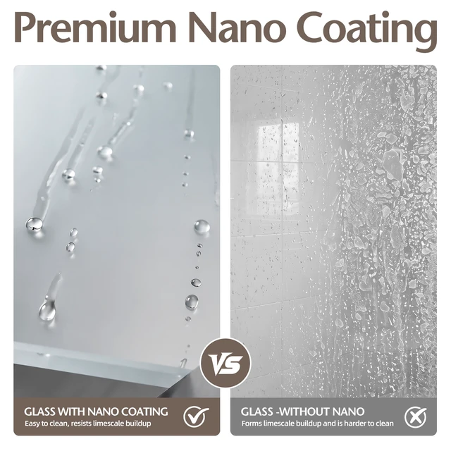 Alt view image 6 of 7 - 56 to 60 Inch 58 Inch Framed Double Sliding Shower Door, 4 6 mm Frosted Tempered Glass with Nano Self Cleaning