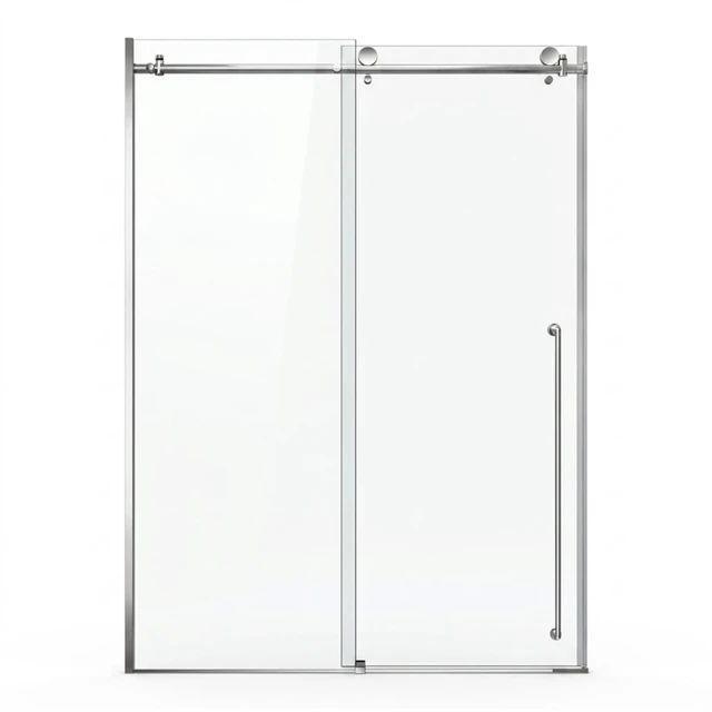 Alt view image 3 of 7 - Frameless Sliding Shower Door 60 Inch 78 Inch, 16 SGCC Tempered Clear Glass Reversible Installation Chrome Finish