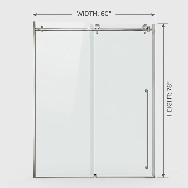 Alt view image 4 of 7 - Frameless Sliding Shower Door 60 Inch 78 Inch, 16 SGCC Tempered Clear Glass Reversible Installation Chrome Finish