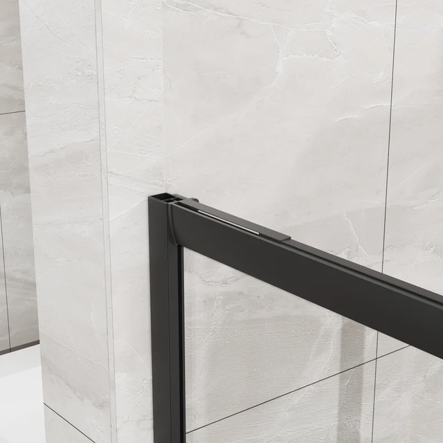 Alt view image 5 of 7 - Inchx 72 Inch Corner Sliding Shower Door and Shower Base Combo Kit, Tempered Glass Black Frame Dood