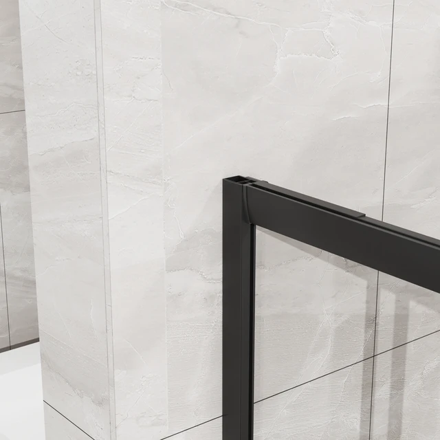 Alt view image 3 of 7 - Inchx 72 Inch Corner Sliding Shower Door and Shower Base Combo Kit, Tempered Glass Black Frame Dood