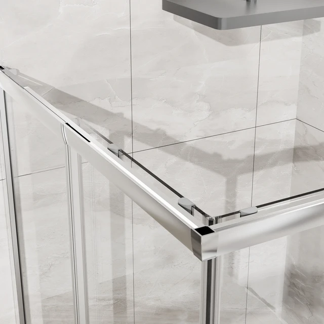 Alt view image 6 of 7 - Inchx 72 Inch Corner Sliding Shower Door and Shower Base Combo Kit, SGCC Tempered Glass Enclosure with Pan Set