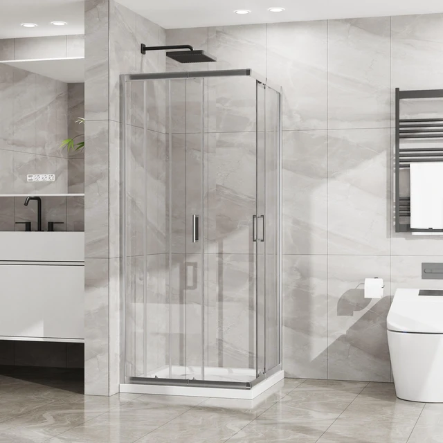 Main image of Inchx 72 Inch Corner Sliding Shower Door and Shower Base Combo Kit, SGCC Tempered Glass Enclosure with Base Set