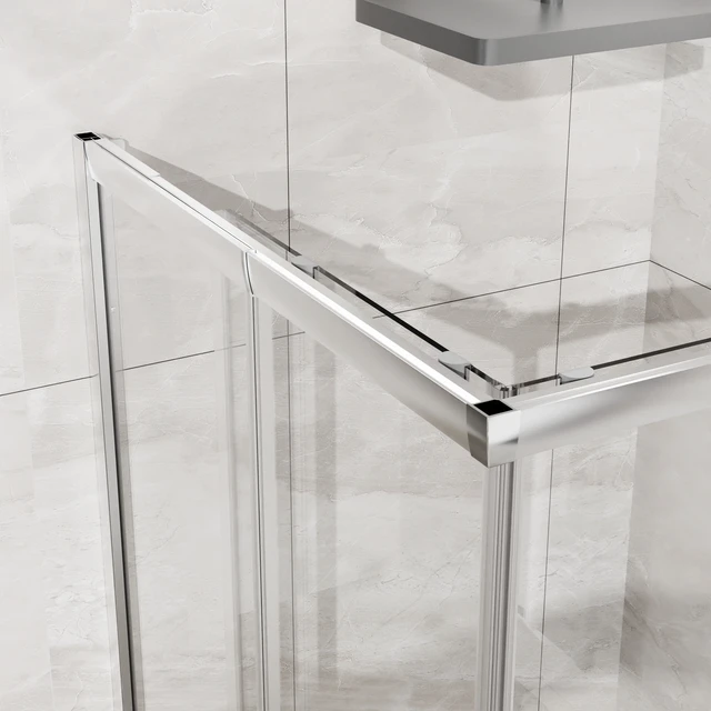 Alt view image 4 of 7 - Inchx 72 Inch Corner Sliding Shower Door and Shower Base Combo Kit, SGCC Tempered Glass Enclosure with Base Set