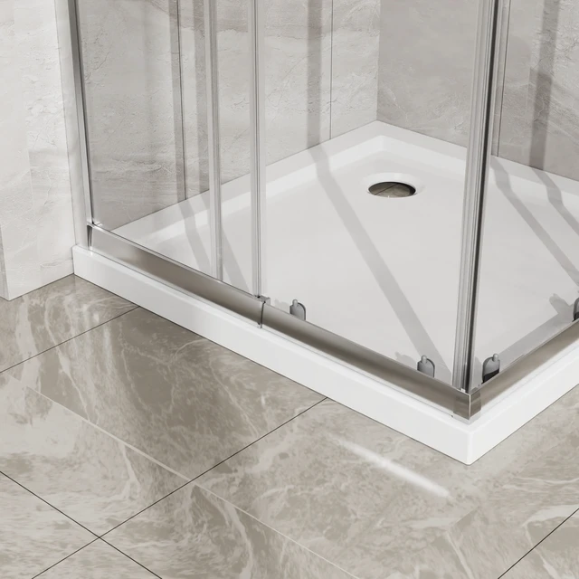 Alt view image 7 of 7 - Inchx 72 Inch Corner Sliding Shower Door and Shower Base Combo Kit, SGCC Tempered Glass Enclosure with Base Set