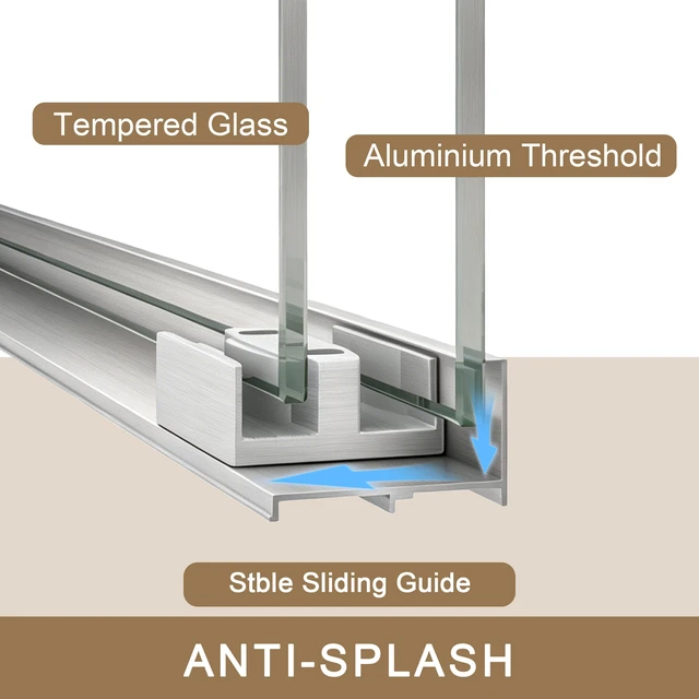 Alt view image 2 of 7 - 50 Inchx 72 Inch Tempered Glass with Explosion Proof Film, Aluminum Frame Double Sliding Shower Door 4 6 mm Stainless