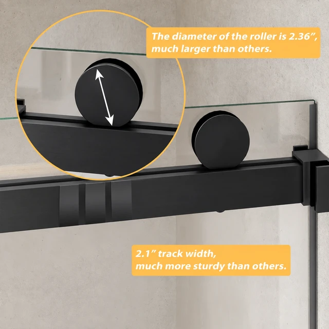 Alt view image 6 of 7 - Frameless Double Sliding Shower Door 56 to 60 Inch 62 Inch, 16 8 mm Tempered Glass Explosion Proof Film Stainless